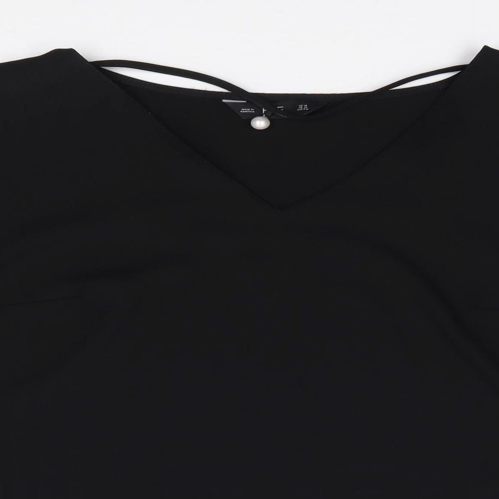 F&F Womens Black  Polyester Jersey Blouse Size 18 V-Neck