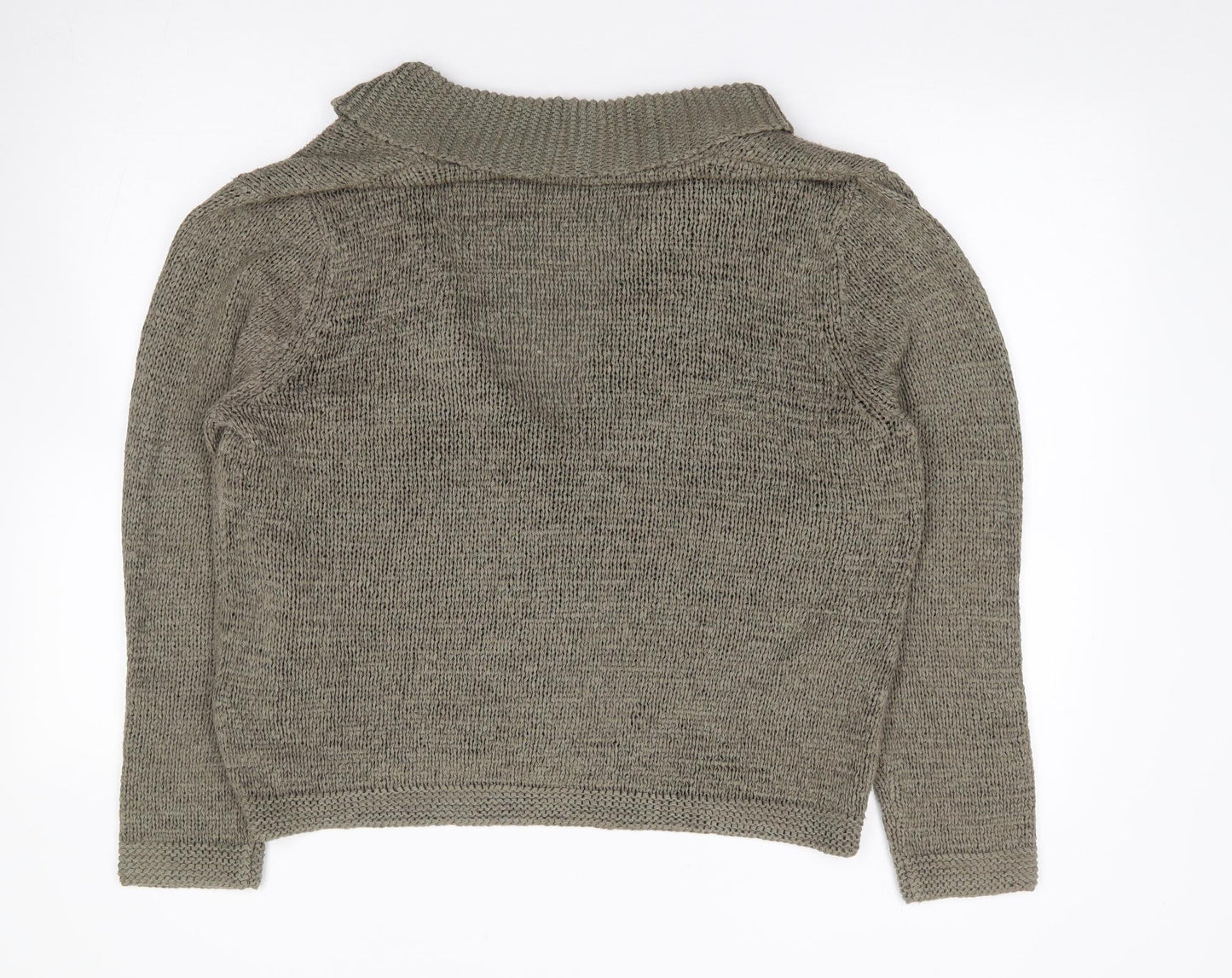monari Womens Green V-Neck  Acrylic Cardigan Jumper Size 16