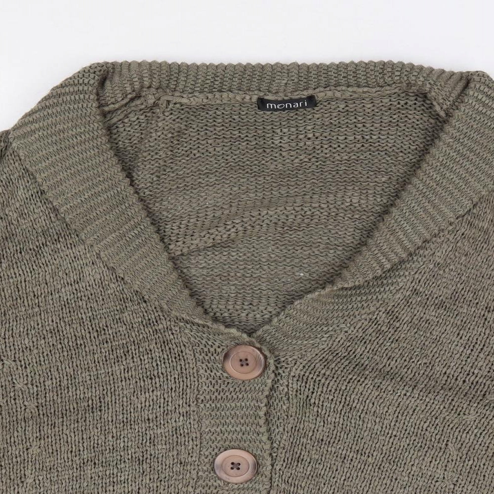 monari Womens Green V-Neck  Acrylic Cardigan Jumper Size 16