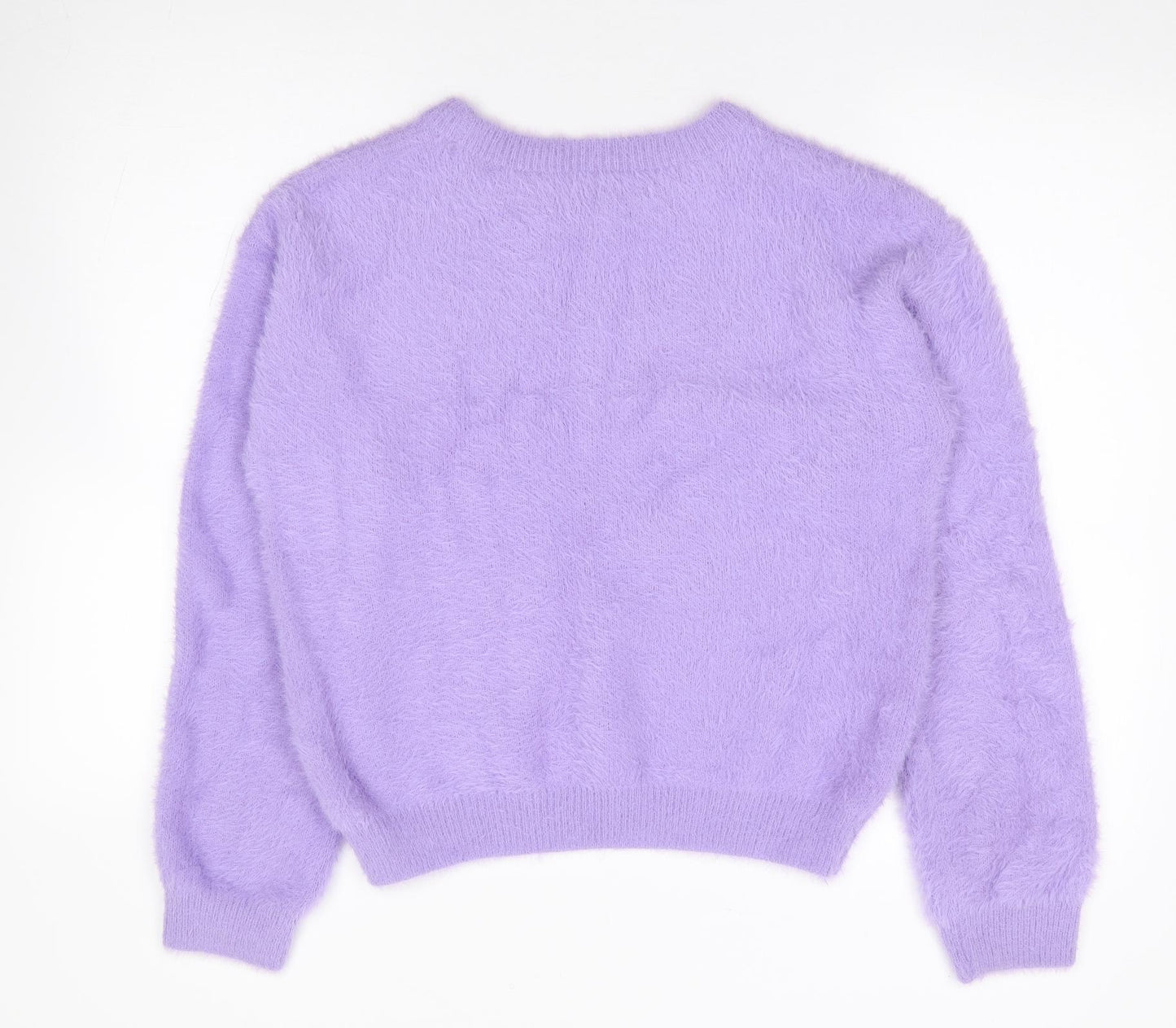 Marks and Spencer Girls Purple Round Neck  Polyamide Pullover Jumper Size 15-16 Years  Pullover - Fluffy, Believe