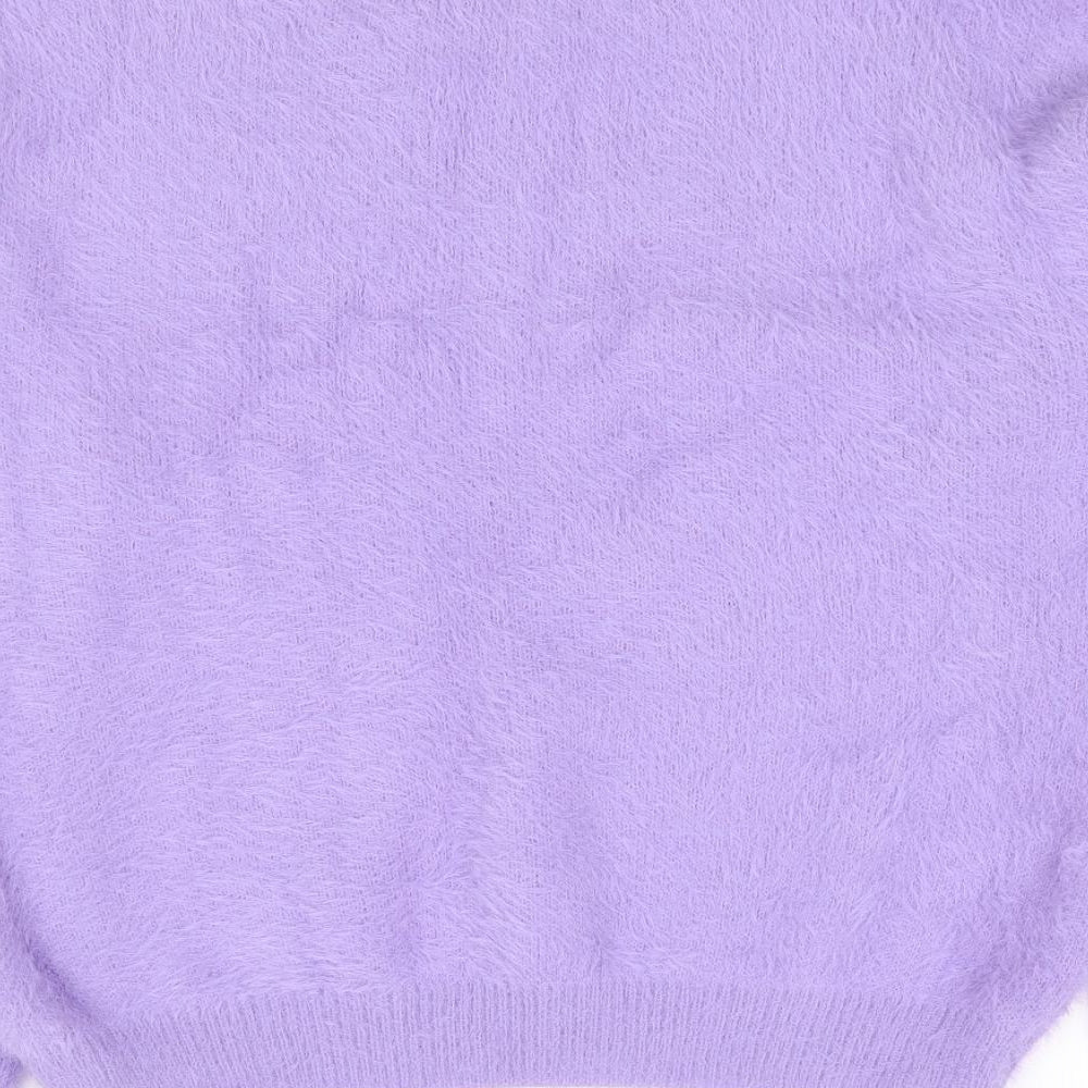 Marks and Spencer Girls Purple Round Neck  Polyamide Pullover Jumper Size 15-16 Years  Pullover - Fluffy, Believe