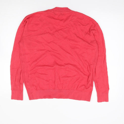 Mrks and Spencer Womens Red V-Neck  Cotton Pullover Jumper Size M