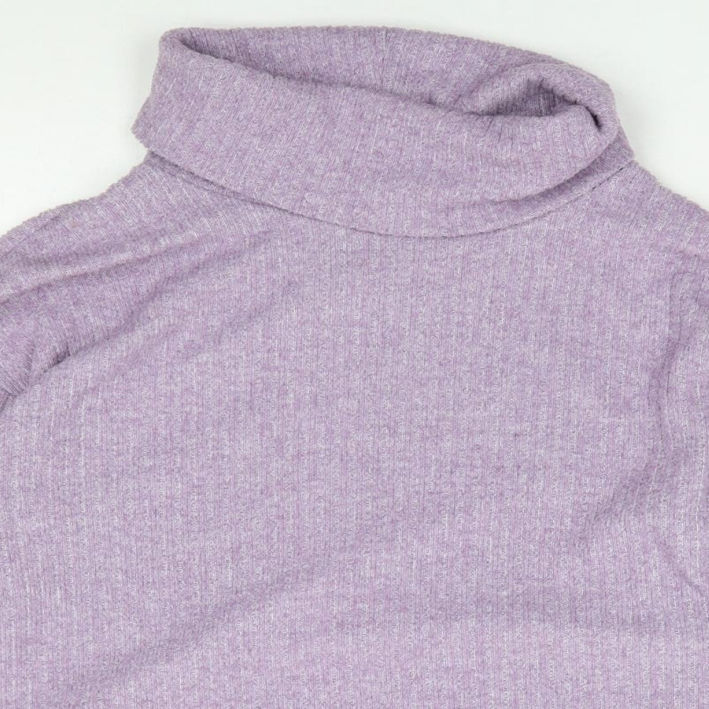 Dunnes Womens Purple Roll Neck  Polyester Pullover Jumper Size M