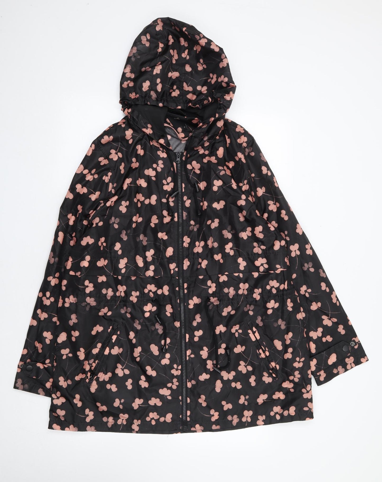 NEXT Womens Black Floral  Rain Coat Coat Size 18  Zip