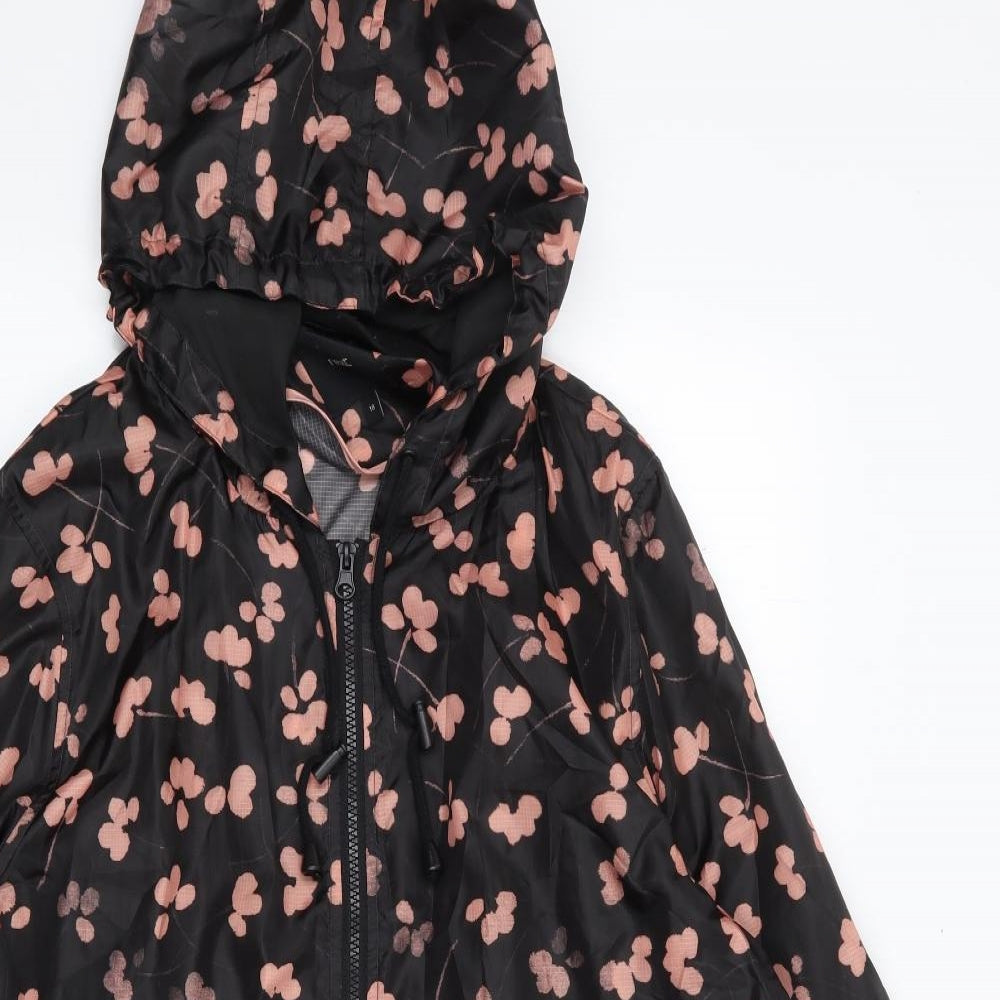 NEXT Womens Black Floral  Rain Coat Coat Size 18  Zip