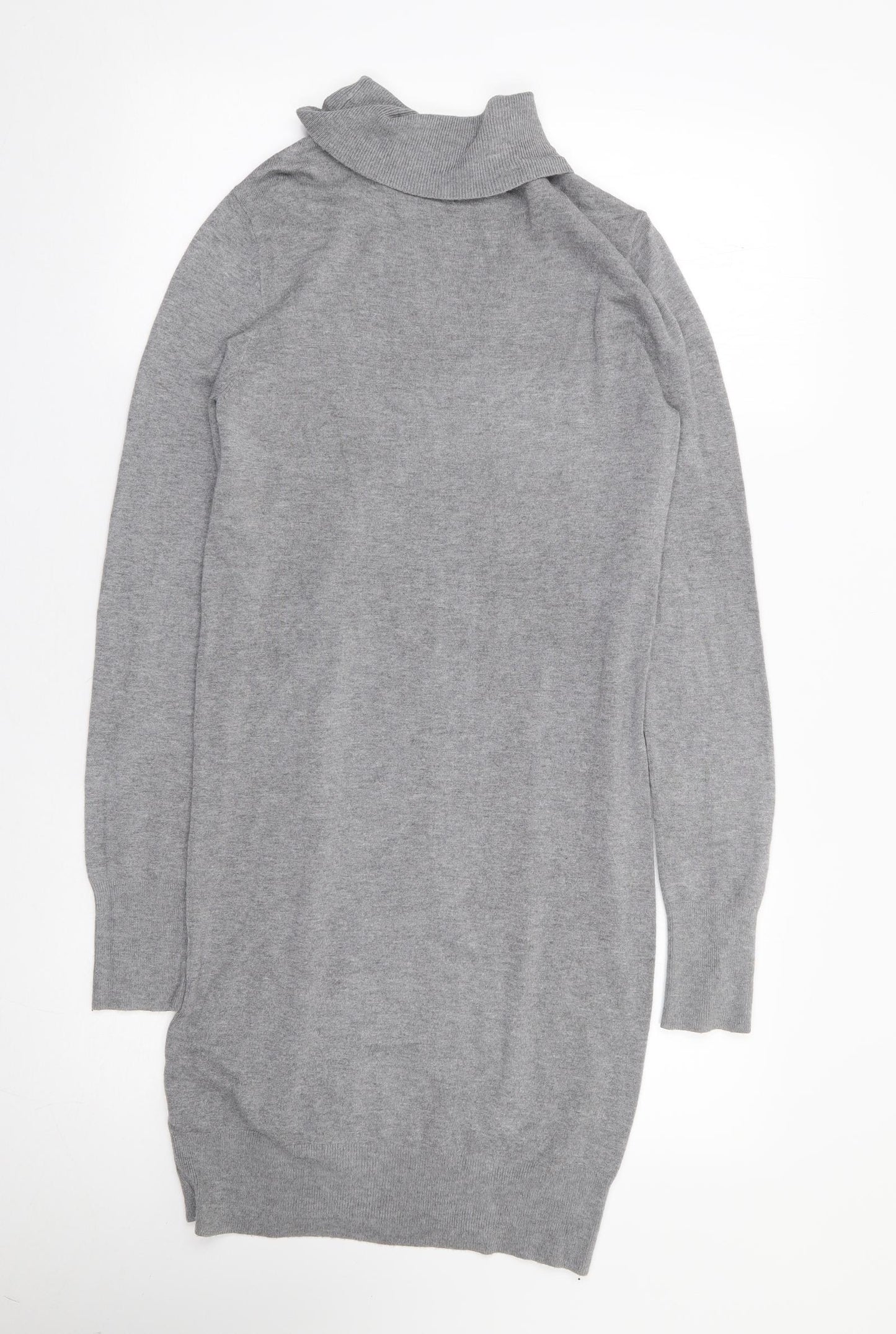Wallis Womens Grey  Polyester Jumper Dress  Size S  Roll Neck Pullover