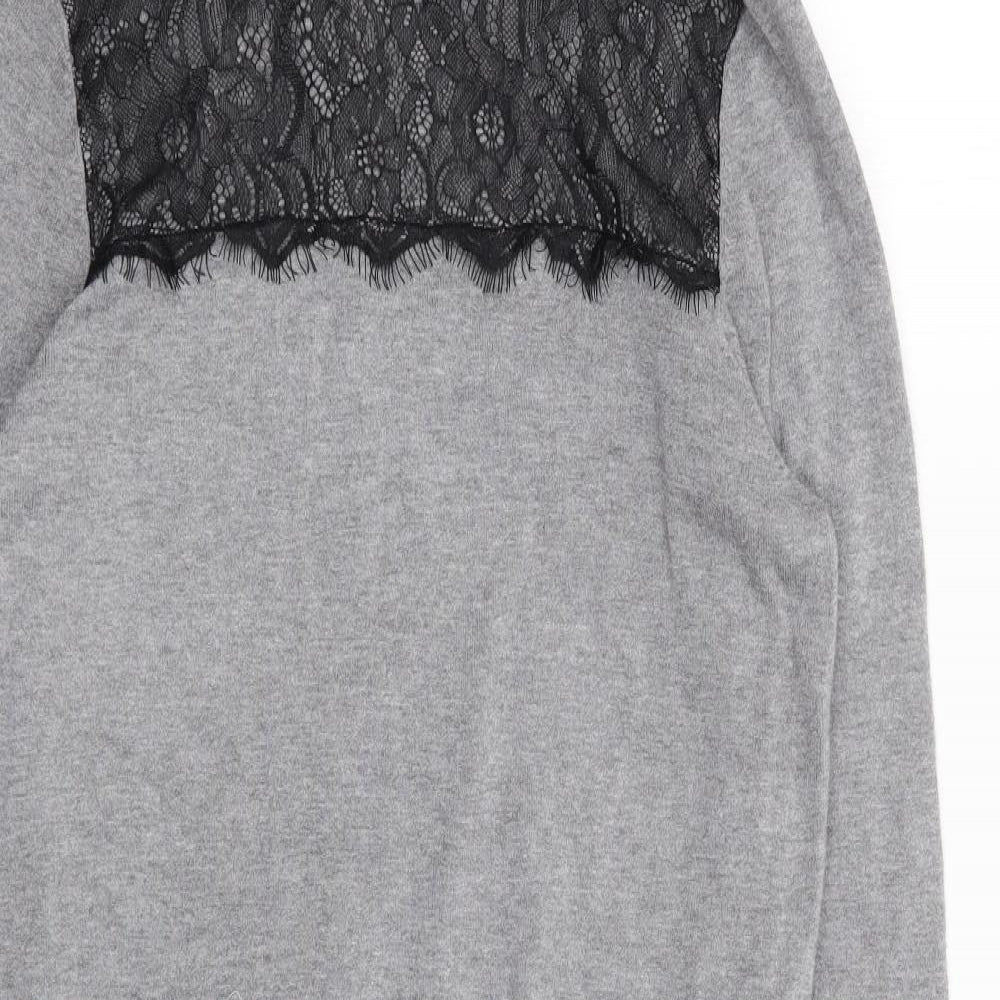 Wallis Womens Grey  Polyester Jumper Dress  Size S  Roll Neck Pullover