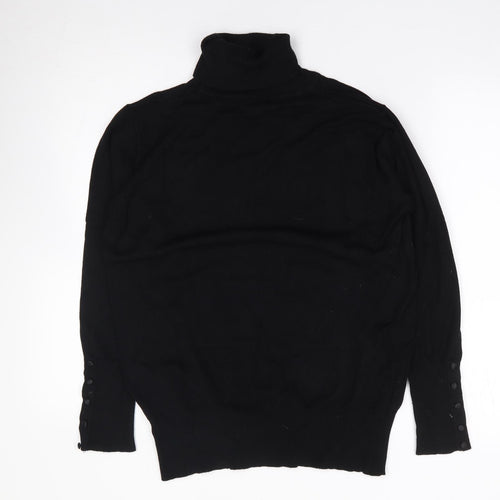First Avenue Womens Black Roll Neck  Viscose Pullover Jumper Size L