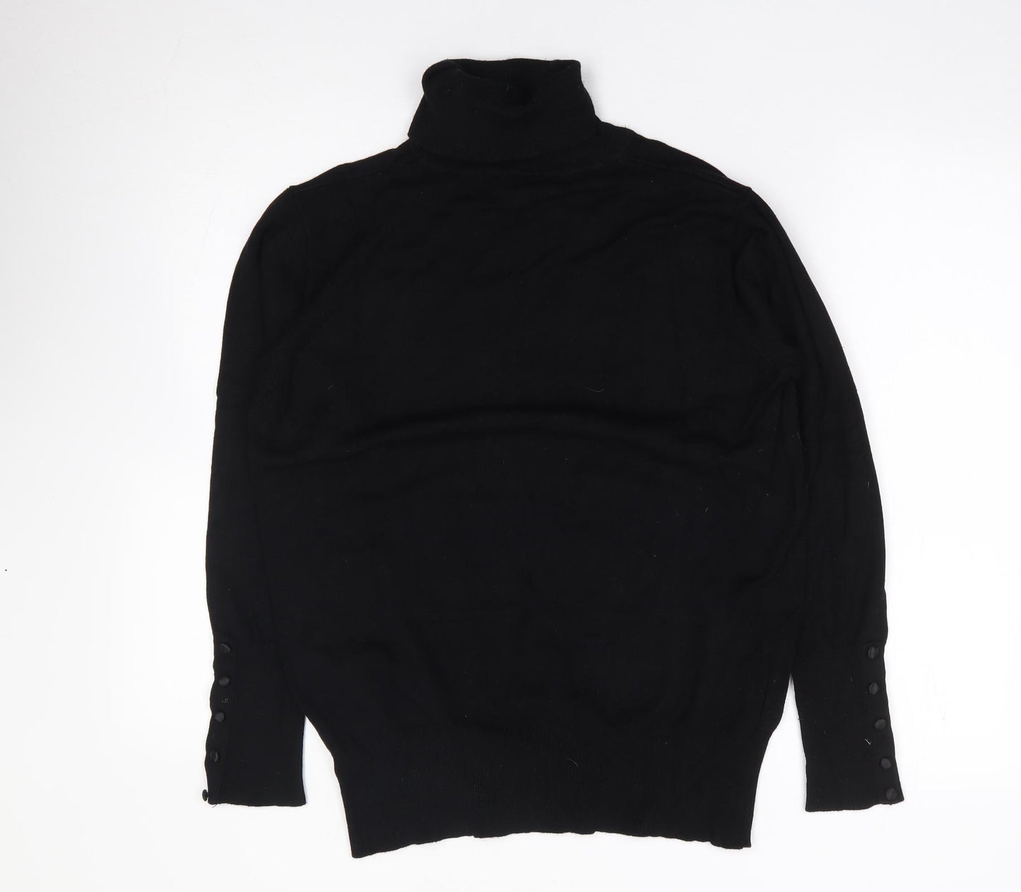 First Avenue Womens Black Roll Neck  Viscose Pullover Jumper Size L