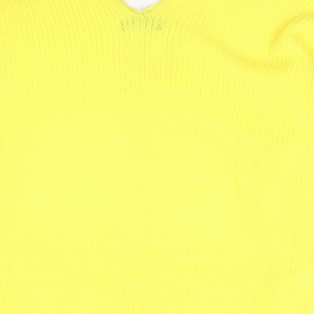 Kris-Ana Womens Yellow V-Neck  Polyester Pullover Jumper Size M