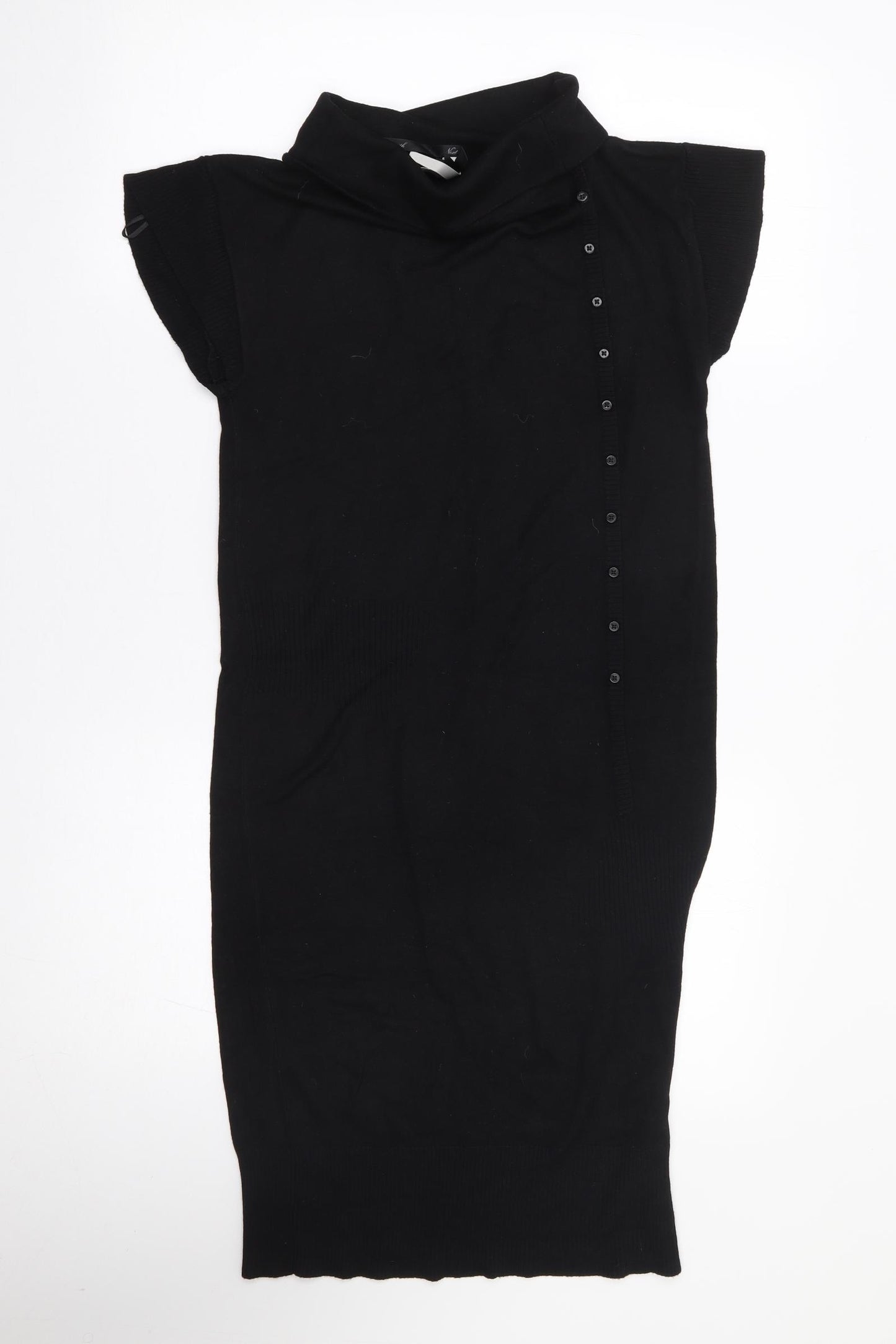 NEXT Womens Black  Viscose Jumper Dress  Size 12  Roll Neck Pullover