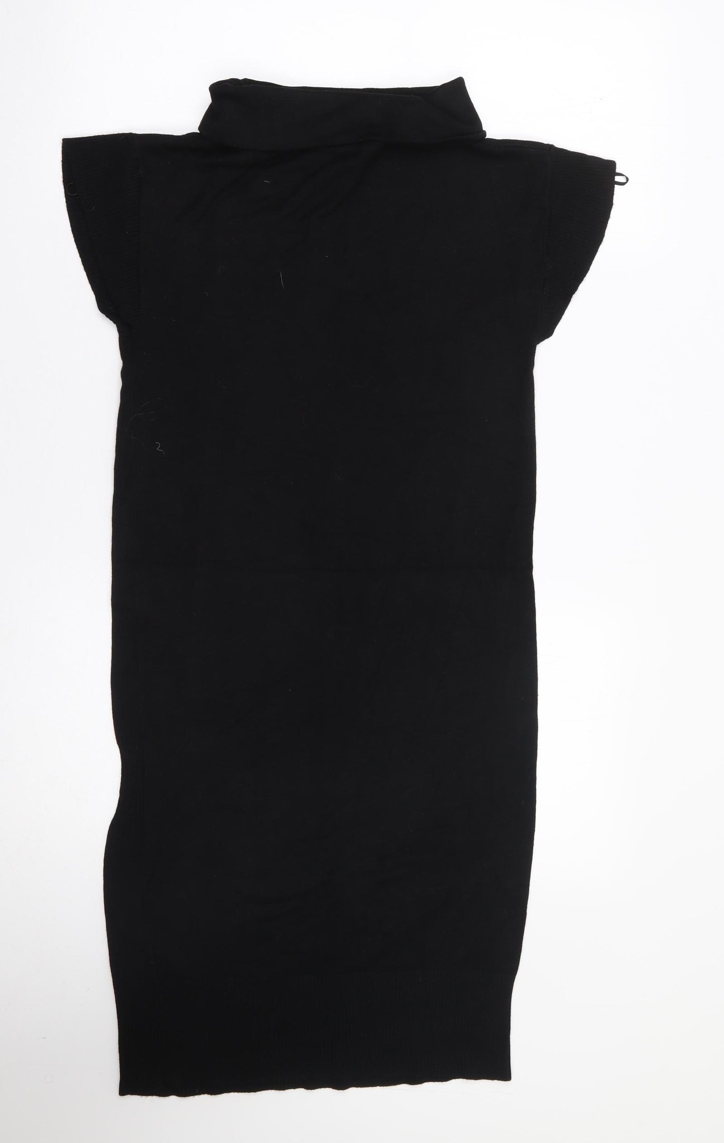 NEXT Womens Black  Viscose Jumper Dress  Size 12  Roll Neck Pullover
