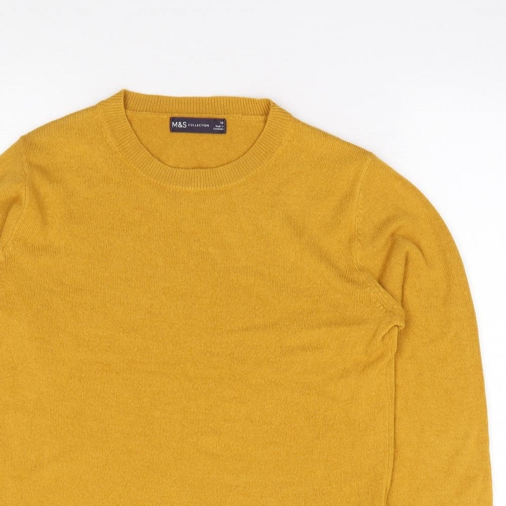 Marks and Spencer Womens Yellow Crew Neck  Acrylic Pullover Jumper Size 10