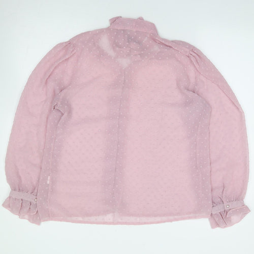 Preworn Womens Pink  Polyester Jersey Button-Up Size M V-Neck