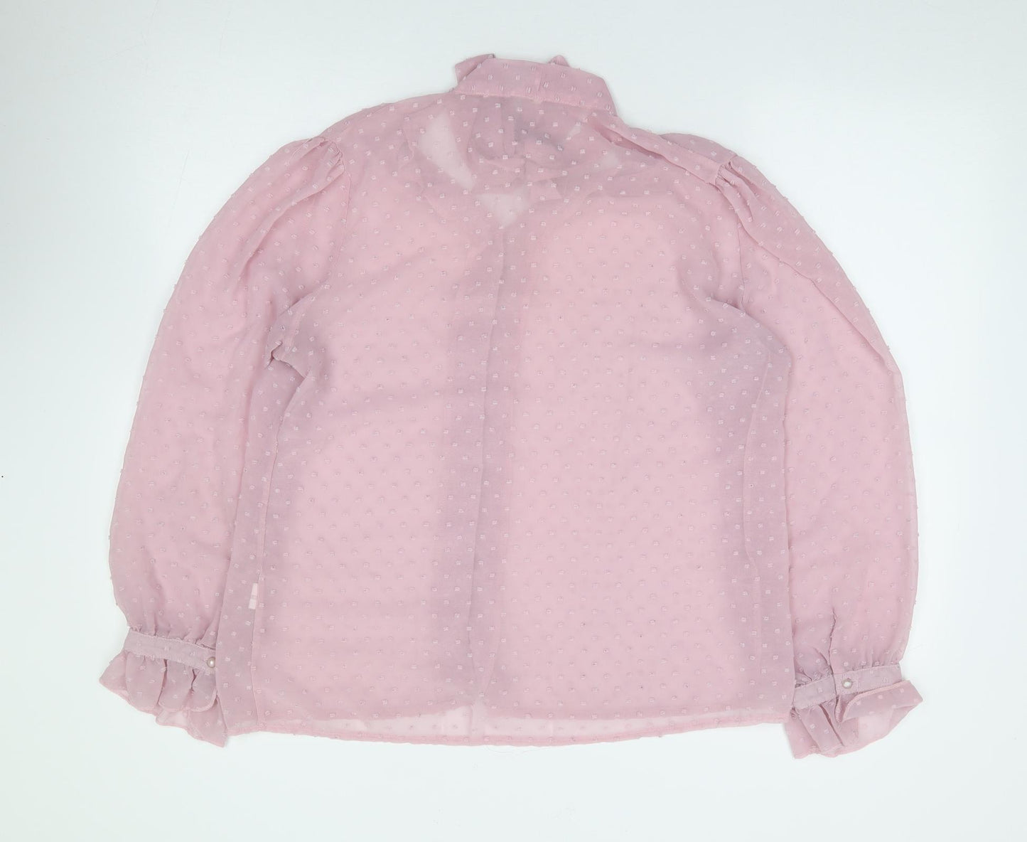 Preworn Womens Pink  Polyester Jersey Button-Up Size M V-Neck