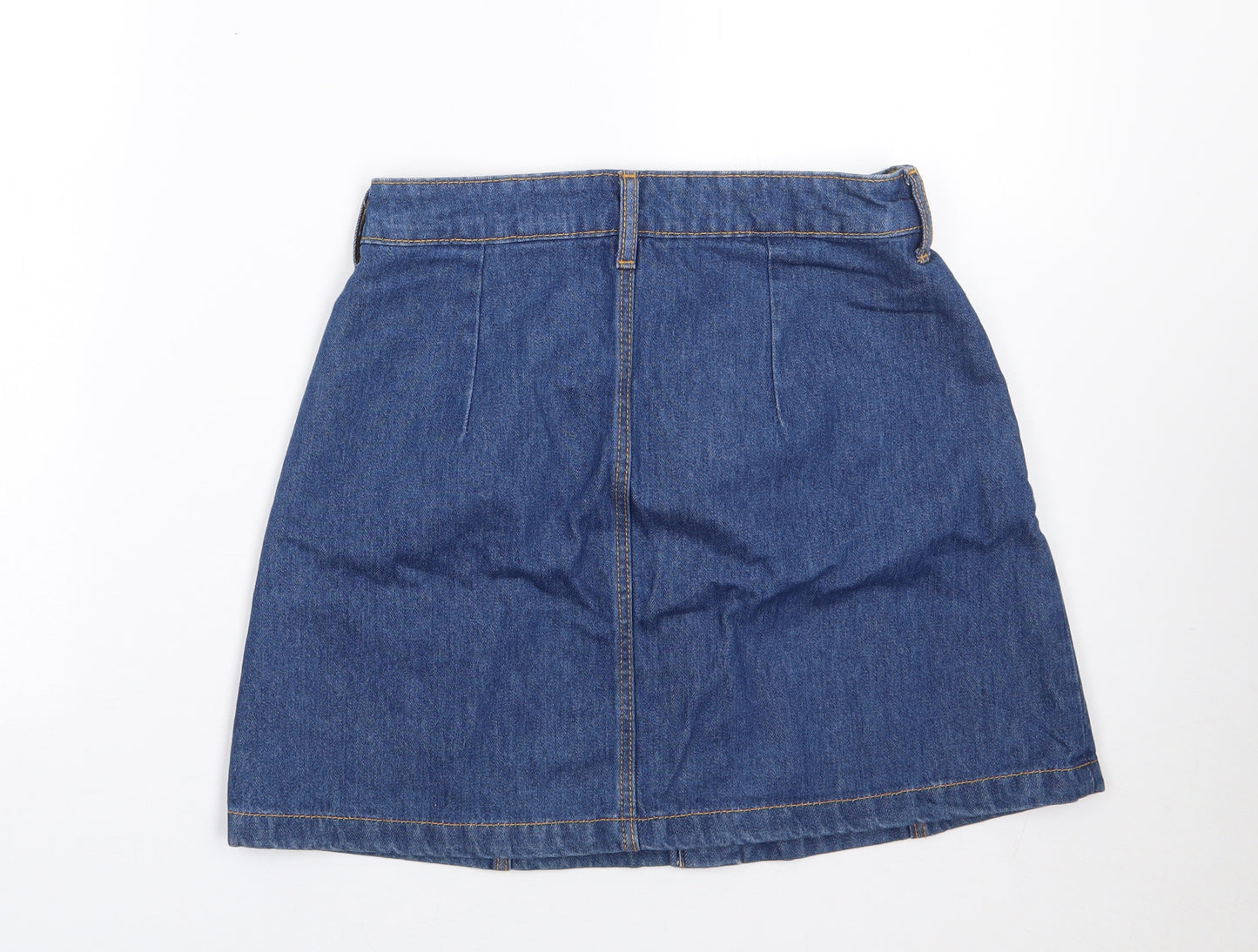 H&M  Womens Blue  Cotton Mini Skirt Size 8   Button