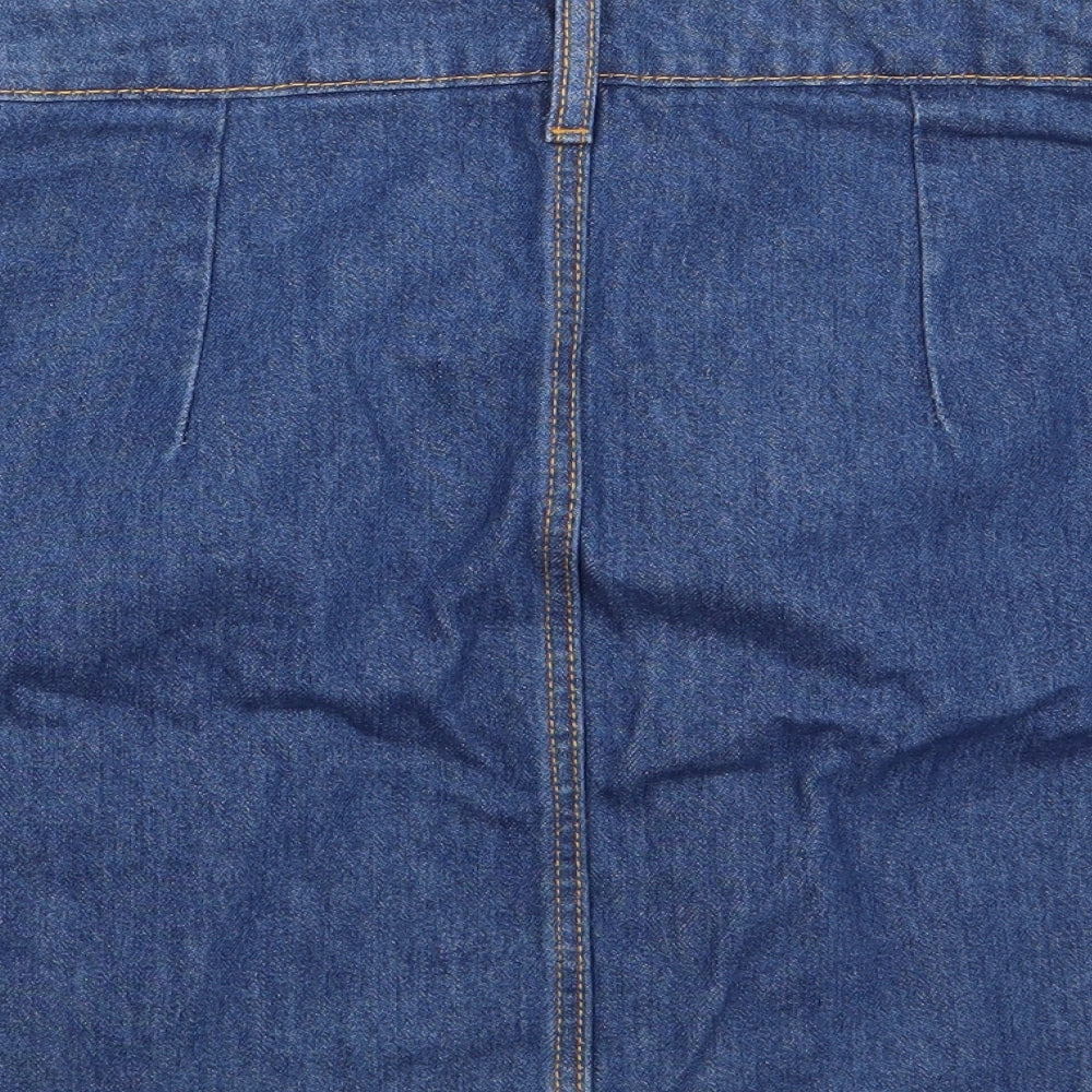 H&M  Womens Blue  Cotton Mini Skirt Size 8   Button