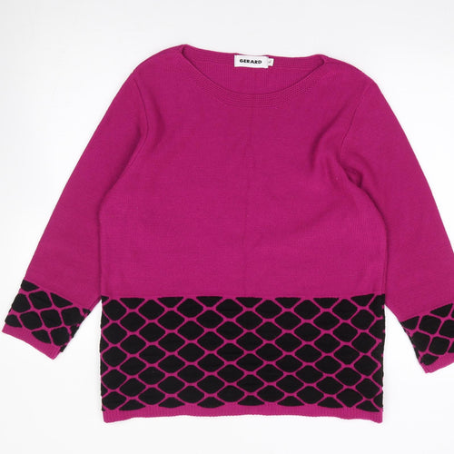 Gerard Womens Pink Round Neck Geometric Acrylic Pullover Jumper Size L