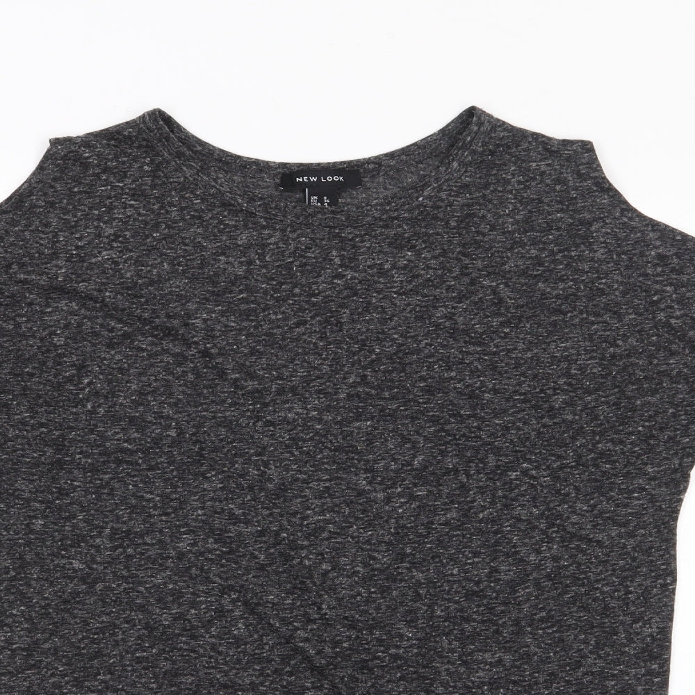 New Look Womens Grey  Polyester Jersey T-Shirt Size 8 Crew Neck