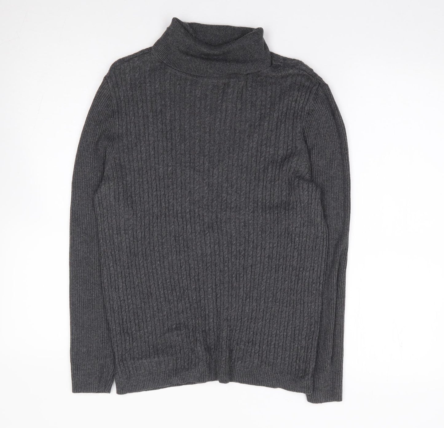Laura Achley Womens Grey Roll Neck  Cotton Pullover Jumper Size 14