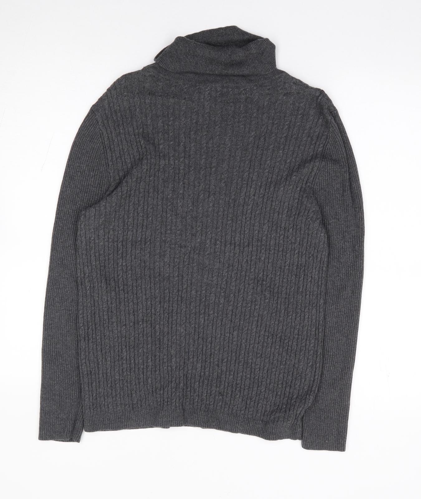 Laura Achley Womens Grey Roll Neck  Cotton Pullover Jumper Size 14