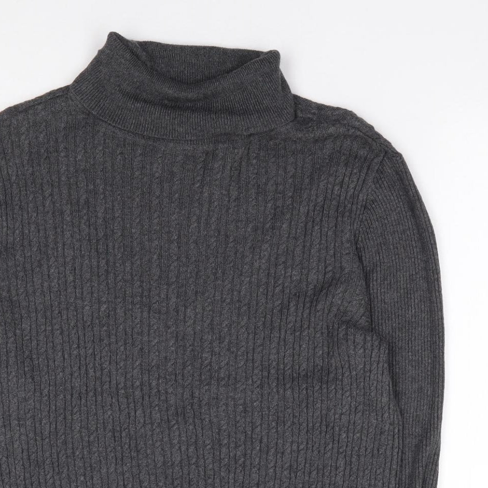 Laura Achley Womens Grey Roll Neck  Cotton Pullover Jumper Size 14