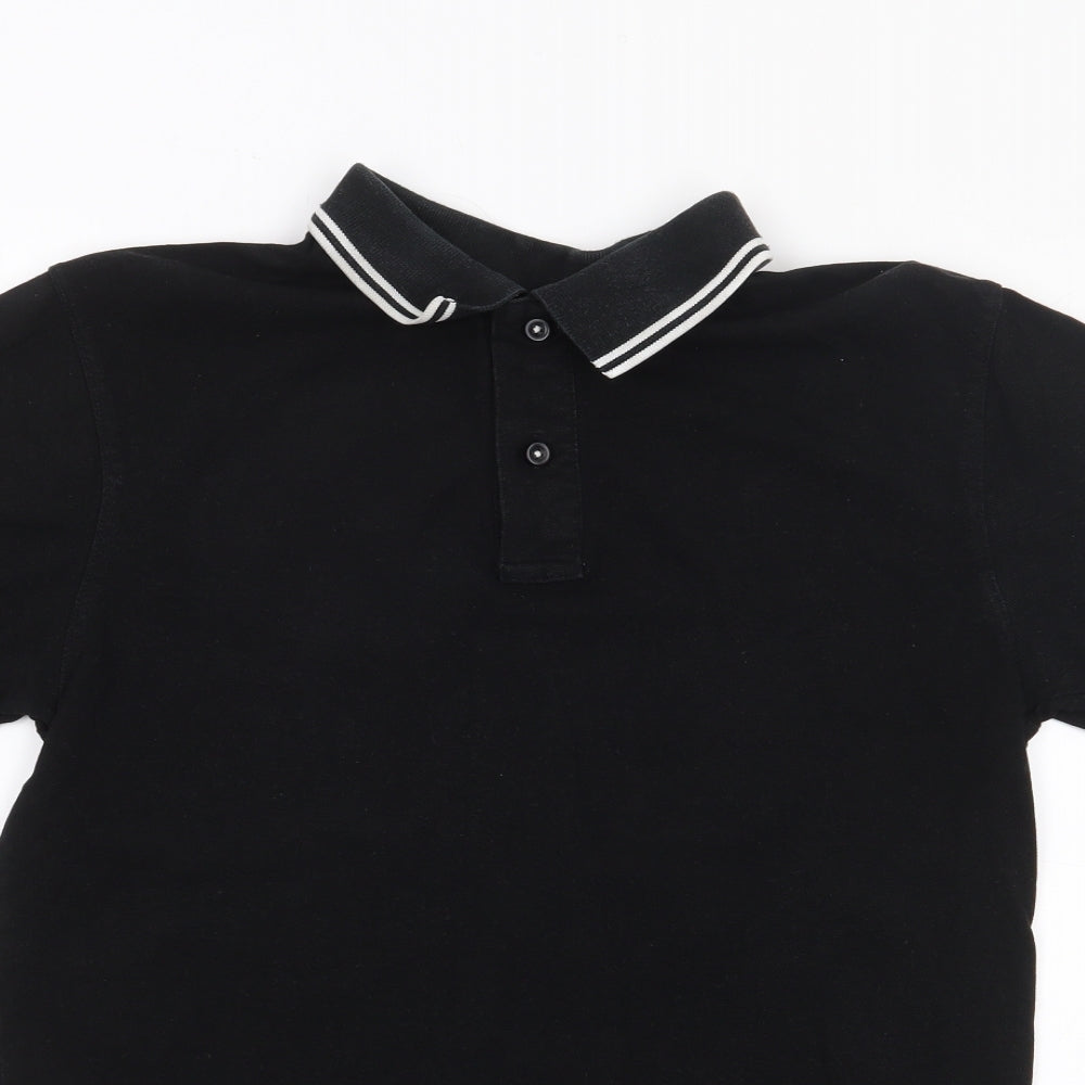 Saxnet Limited Mens Black  100% Cotton  Polo Size S Collared Pullover