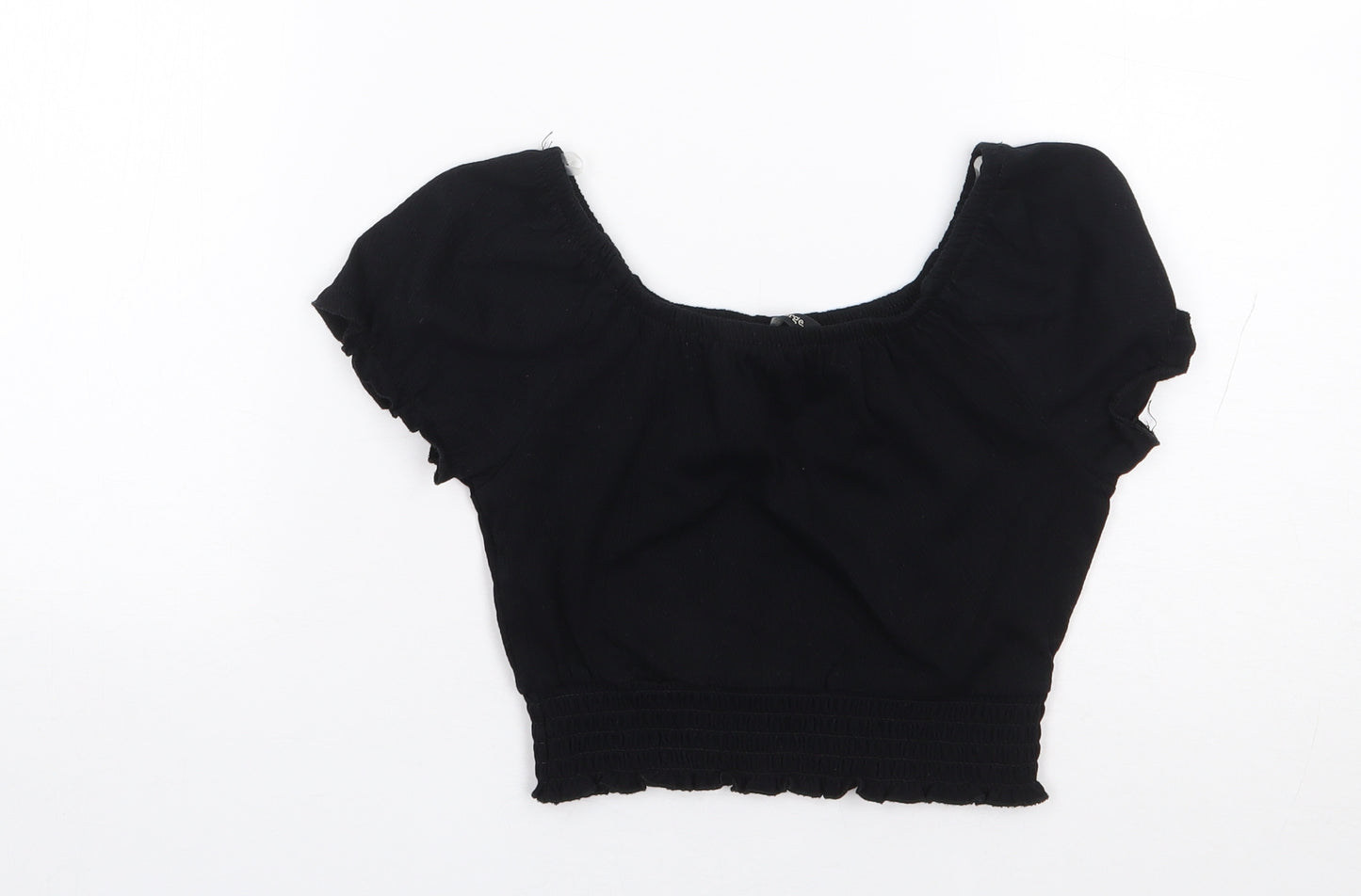 George Girls Black  Cotton Cropped T-Shirt Size 4-5 Years Square Neck Pullover