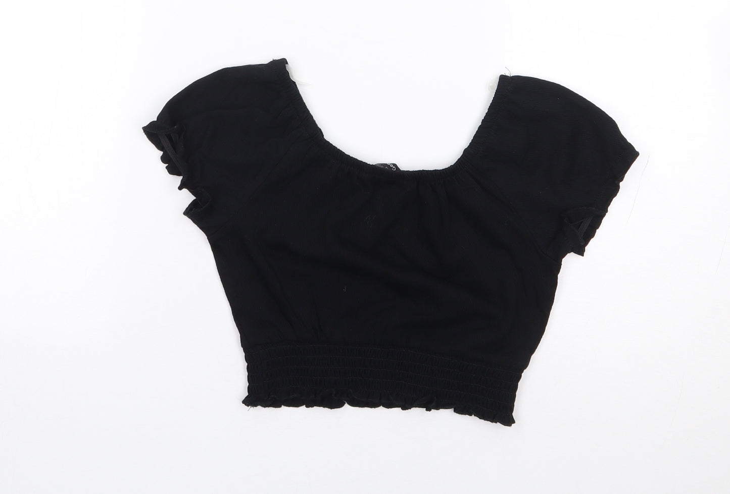 George Girls Black  Cotton Cropped T-Shirt Size 4-5 Years Square Neck Pullover