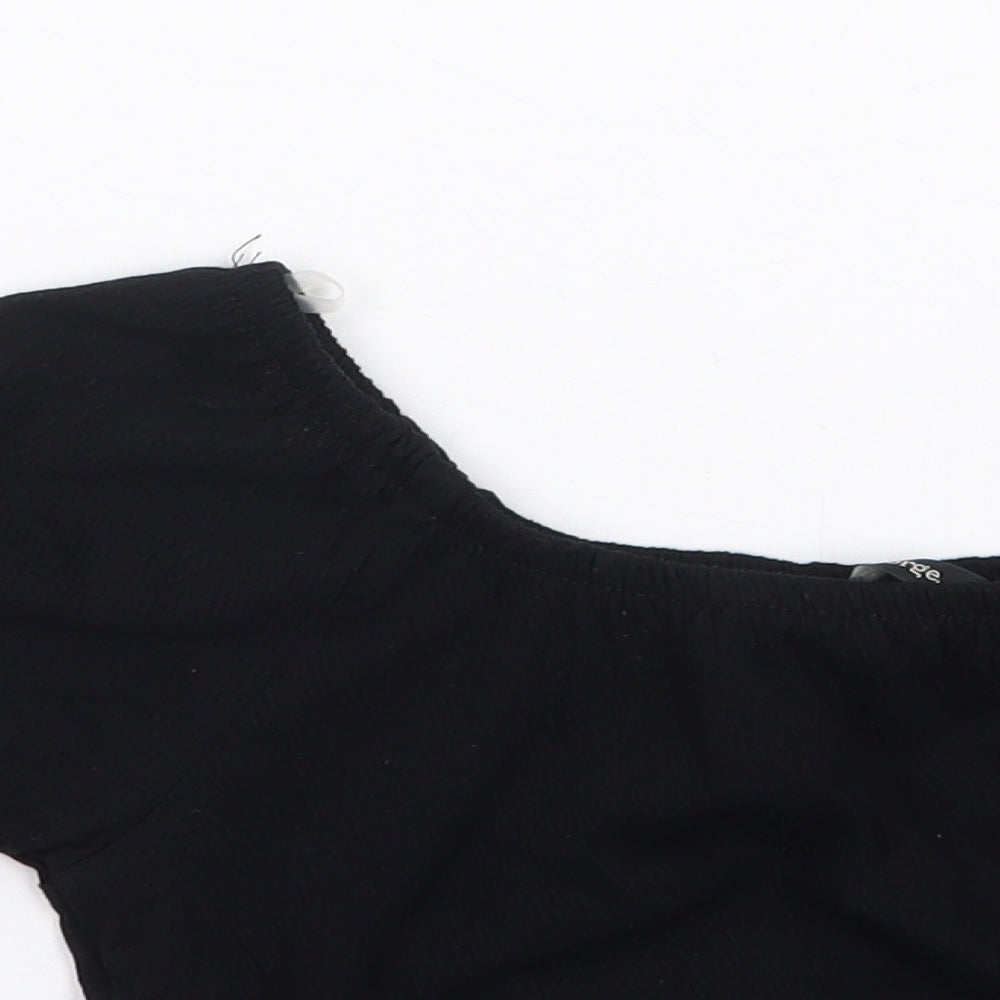 George Girls Black  Cotton Cropped T-Shirt Size 4-5 Years Square Neck Pullover