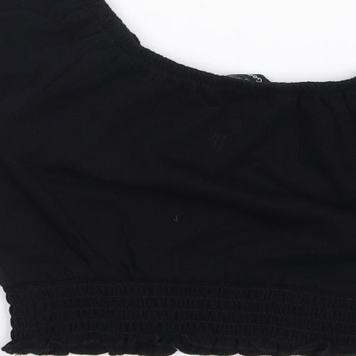 George Girls Black  Cotton Cropped T-Shirt Size 4-5 Years Square Neck Pullover