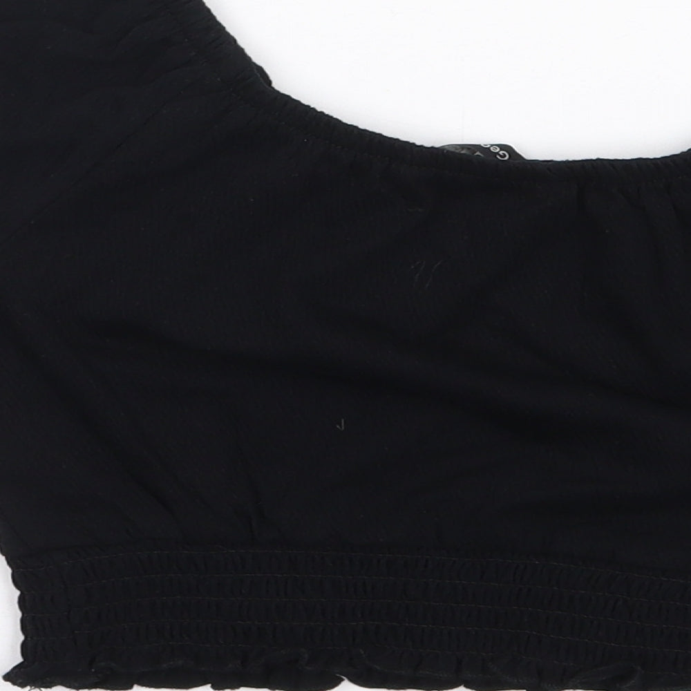 George Girls Black  Cotton Cropped T-Shirt Size 4-5 Years Square Neck Pullover