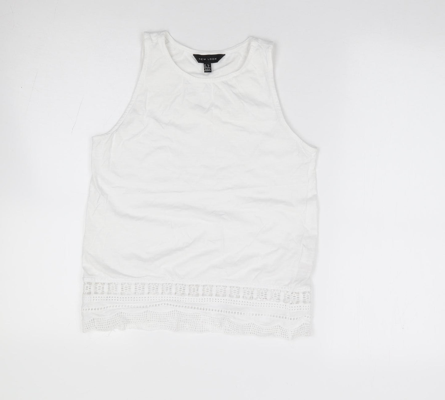 New Look  Womens Ivory  100% Cotton Jersey T-Shirt Size 8 Round Neck
