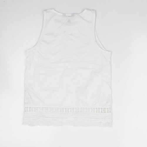 New Look  Womens Ivory  100% Cotton Jersey T-Shirt Size 8 Round Neck
