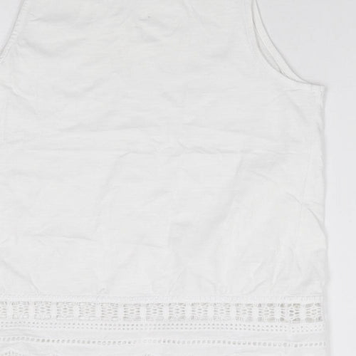 New Look  Womens Ivory  100% Cotton Jersey T-Shirt Size 8 Round Neck