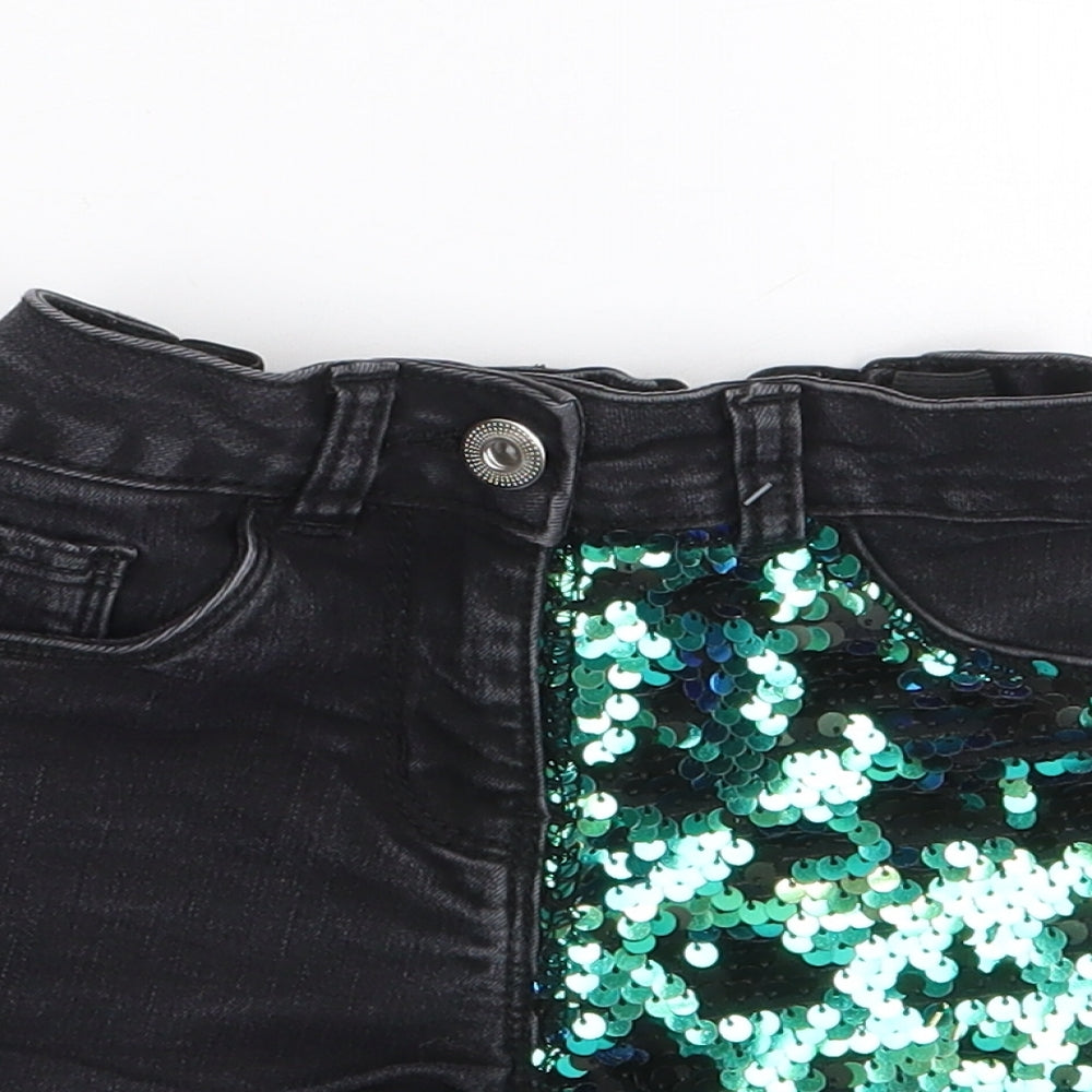 George Girls Black  Cotton Hot Pants Shorts Size 4-5 Years  Regular Zip