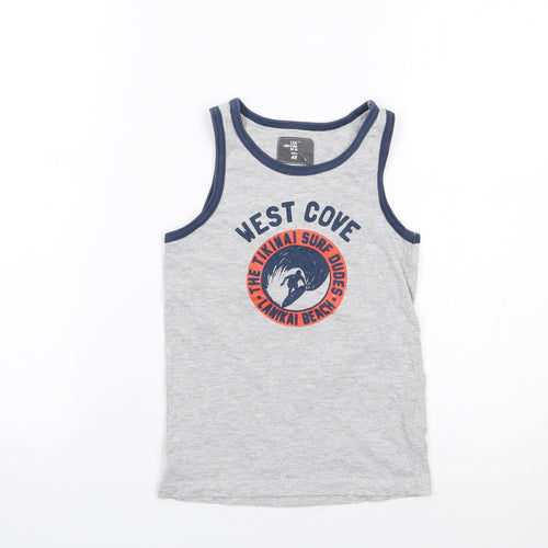 H&M  Boys Grey  Polyester Jersey Tank Size 5-6 Years Round Neck Pullover