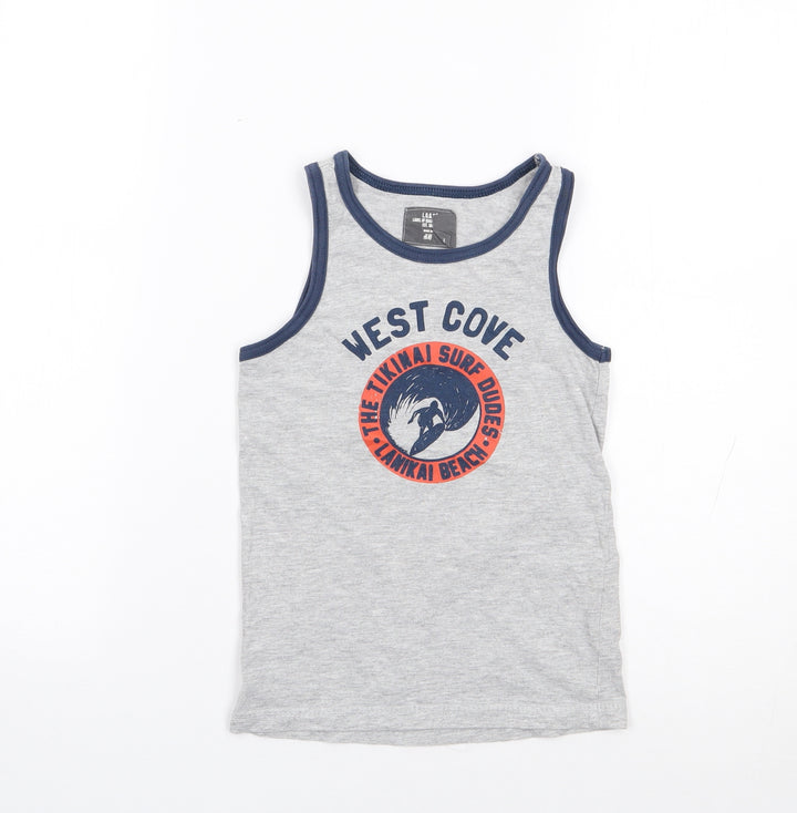 H&M  Boys Grey  Polyester Jersey Tank Size 5-6 Years Round Neck Pullover
