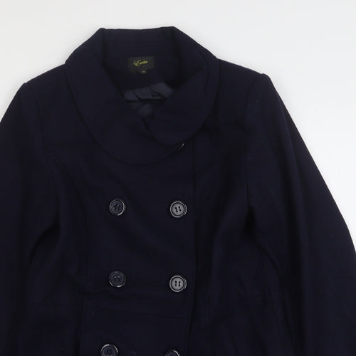 Evita Womens Blue   Pea Coat Coat Size 14  Button