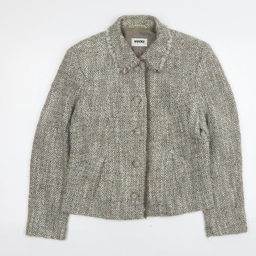 Hucke Womens Beige   Jacket Coatigan Size 12  Button