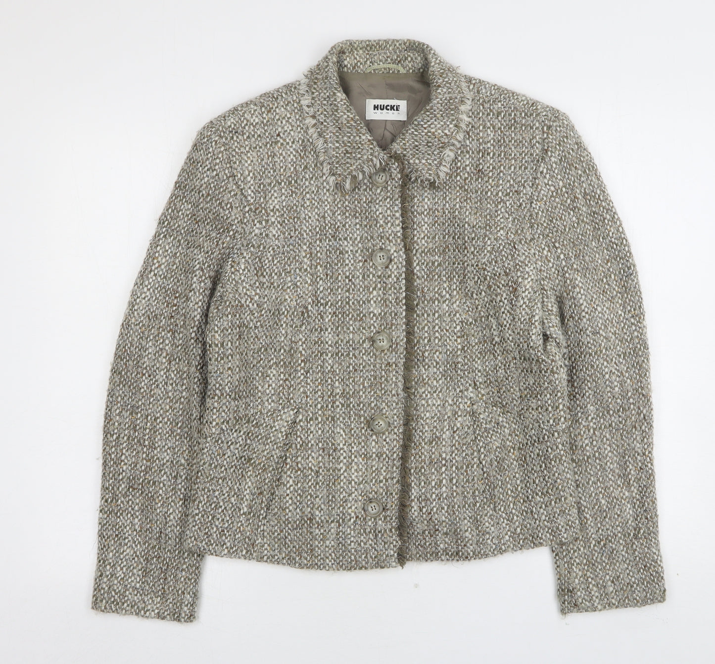 Hucke Womens Beige   Jacket Coatigan Size 12  Button