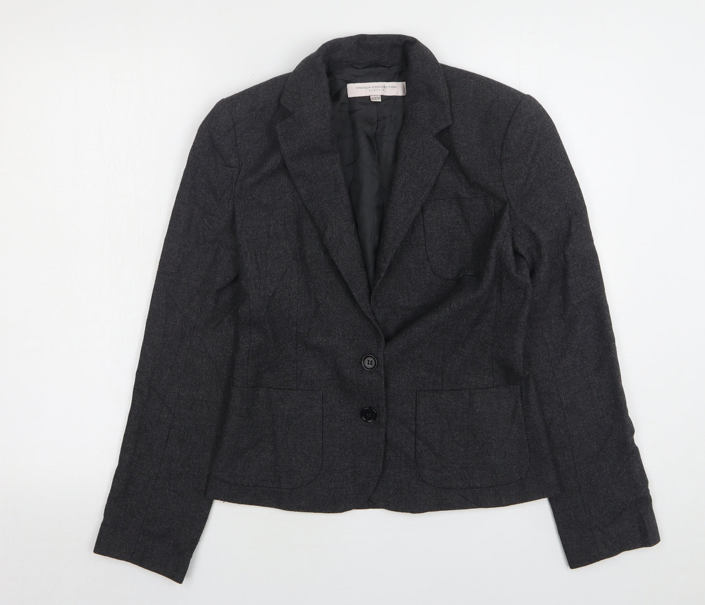 French Connection Womens Grey  Viscose Jacket Suit Jacket Size 6