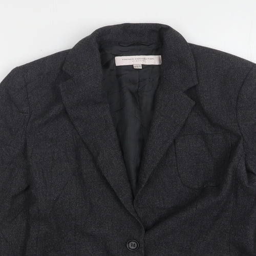 French Connection Womens Grey  Viscose Jacket Suit Jacket Size 6