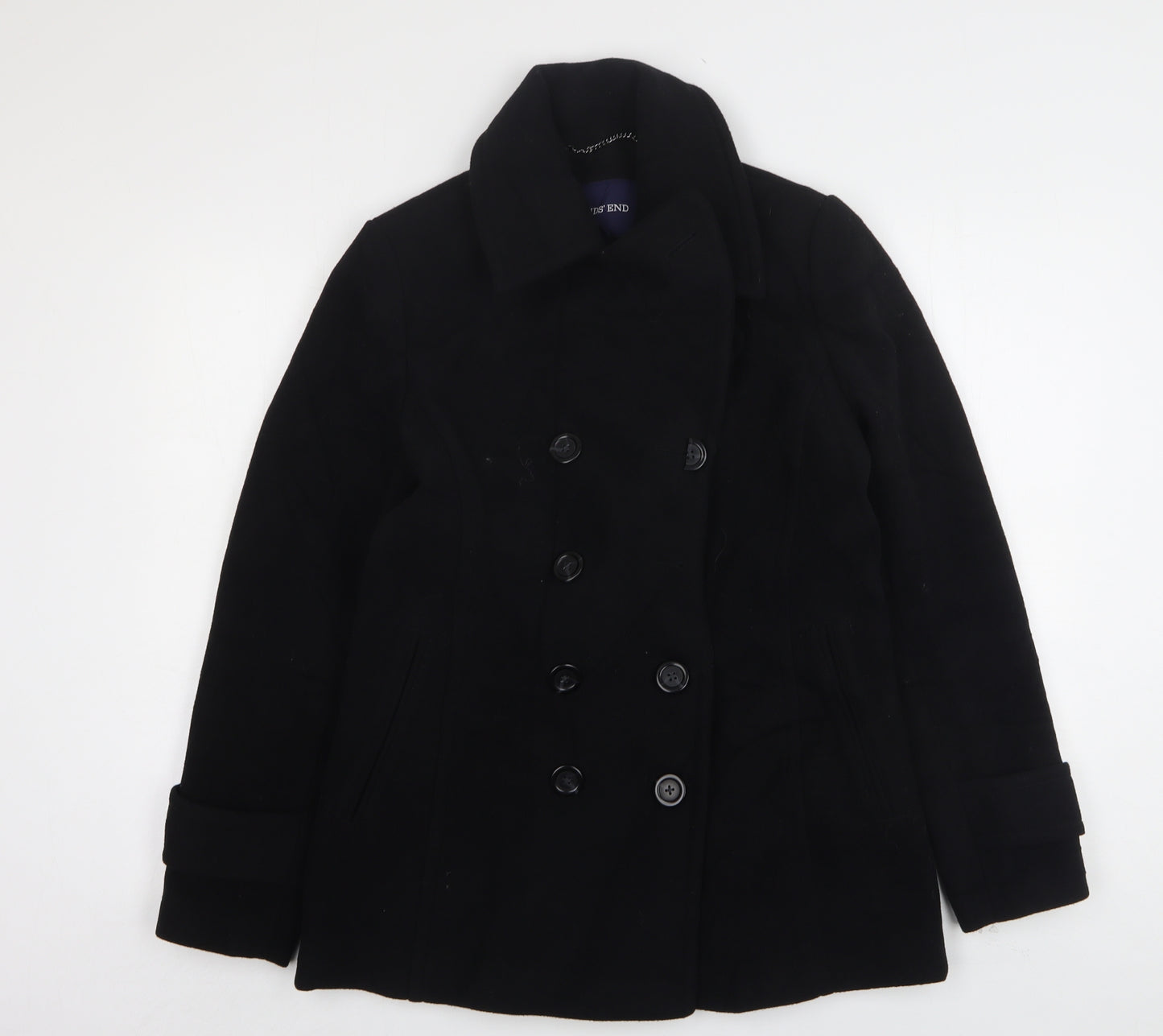 Lands End Womens Black   Pea Coat Coat Size 10  Button