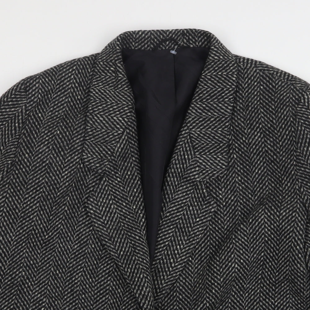 StMichael  Womens Grey Herringbone Wool Jacket Suit Jacket Size 16