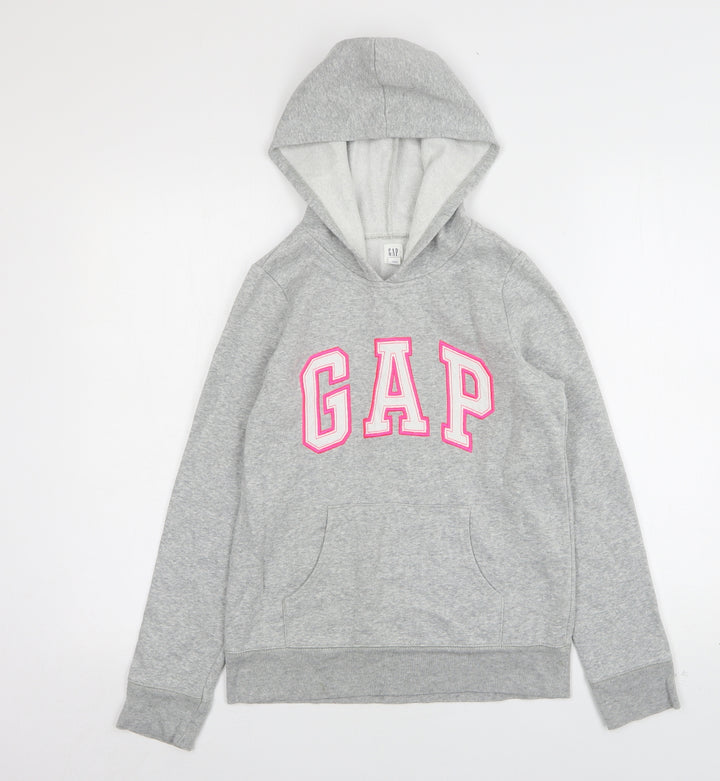 Gap Girls Grey Cotton Pullover Hoodie Size 13-14 Years