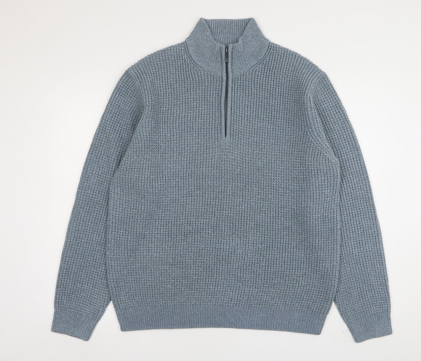 TU Mens Blue High Neck  Acrylic Pullover Jumper Size XL