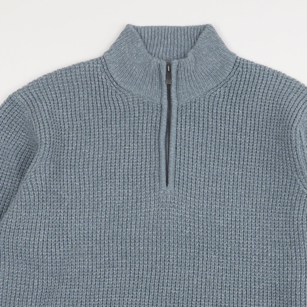TU Mens Blue High Neck  Acrylic Pullover Jumper Size XL