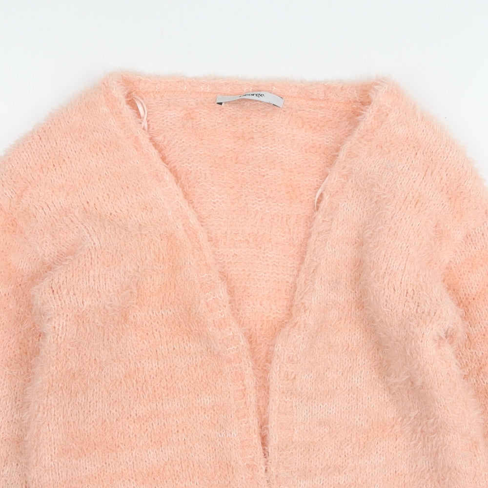 George Girls Pink V-Neck  Polyester Cardigan Jumper Size 4-5 Years