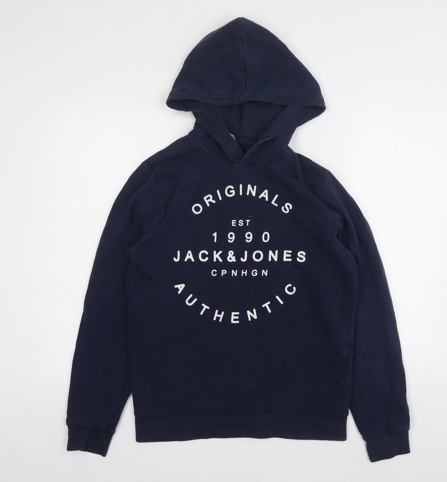 JACK & JONES Mens Blue  Cotton Pullover Hoodie Size S